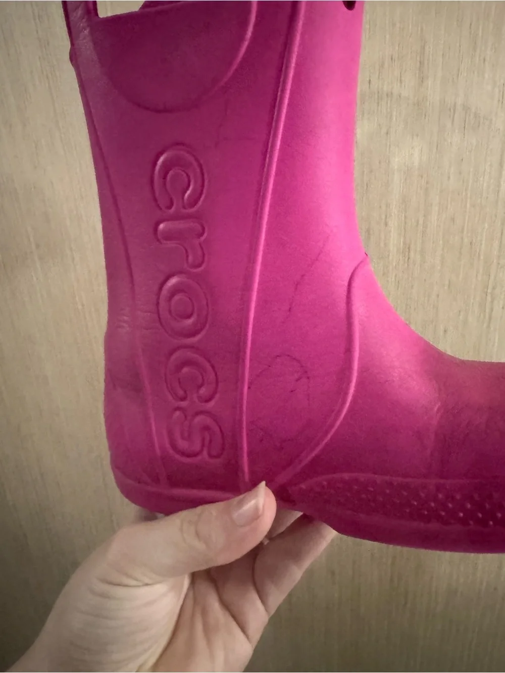 Women’s CROCS Pink Slip-On Clog Rain Boots Size 13